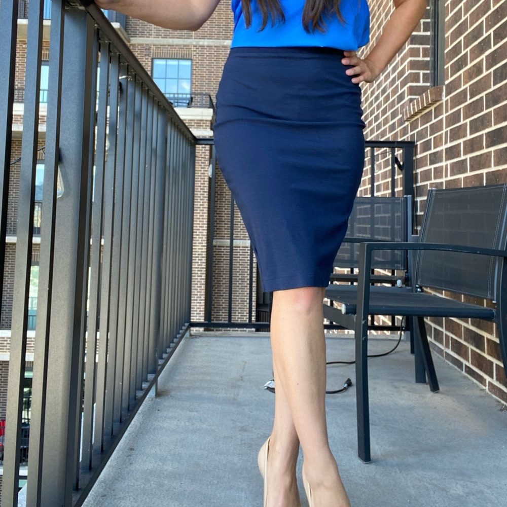 Navy blue super stretchy pencil skirt